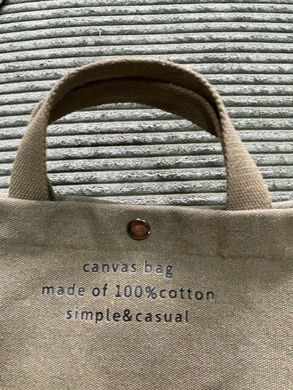 Canvas Olive Green Tote Bag with Adjustable Shoulder Strap